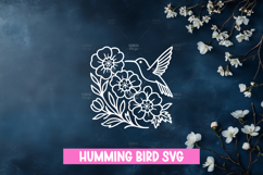 Humming Bird with Flowers SVG Product Image 1