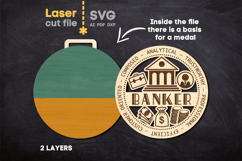 Banker Medal SVG laser cut file for Glowforge Product Image 2