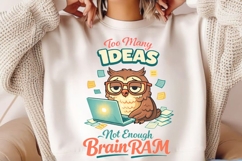 Too Many Ideas Not Enough Brain RAM Funny Owl Programmer Product Image 2
