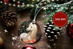 Christmas Ornament Sublimation, Christmas Horse Ornament PNG Product Image 2
