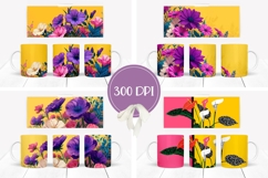 Purple Flowers Mug Designs, Floral Mug Sublimation PNG Product Image 2