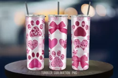 20 oz pink floral tumbler, paw print tumbler cup