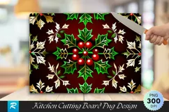 Holly & Ivy Elegant Dark Wood Cutting Board PNG Design Product Image 1