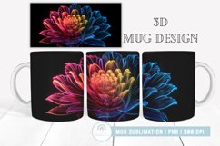 3D Neon Flowers Mug Sublimation I 3D Mug Wrap Product Image 1
