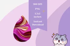 Pink and Gold Teardrop Earring PNG, Liquid Earring Design Product Image 2