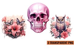 Pink Halloween Watercolor Clipart Sublimation ,PNG Product Image 1