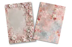 Pink Winter Floral Junk Journal Pages Product Image 2
