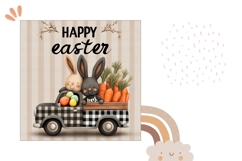 Happy Easter Pillow Print, Easter Truck Pillow Sublimation Product Image 2