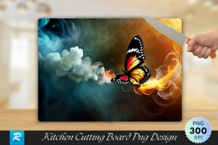 Butterfly Flying in Smoke Cutting Board Sublimation Design Product Image 1