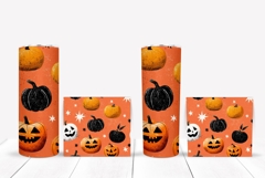 Cartoon Halloween Pumpkin Tumbler, Halloween Tumbler Wrap Product Image 2