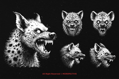 10 Bundle Dark Art Hyena Head Beast Wild Animals Tattoo Product Image 3