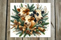 Christmas cow | 4 round skinny tumbler Sublimation designs Product Image 2