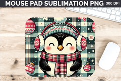 Watercolor Penguin Mouse Pad Sublimation - Christmas PNG Product Image 1