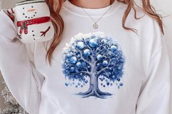 Blue Christmas Watercolor Clipart, Blue Christmas Sublimatio Product Image 2