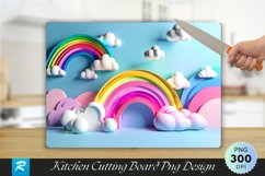 3D Rainbow And Pink Cutting Board Sublimation Design Product Image 1