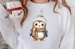 Watercolor Cute Winter Penguin Clipart, Christmas Clipart Product Image 2