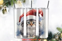 Christmas Santa Cat Tumbler Sublimation Designs Product Image 2