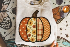 Preppy Fall Pumpkin Png, Floral Fall Pumpkin Png, Fall Png. Product Image 2