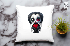 Gothic Cute Panda Holding Heart Clipart Sublimation PNG Product Image 3