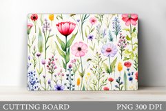 Wildflowers Cutting Board. Flowers Cutting Board Sublimation Product Image 1
