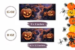 Watercolor Halloween Mug Wrap PNG, Pumpkins Mug Wrap Design Product Image 2