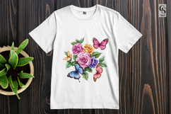 Butterfly Rose Flower Clipart Sublimation PNG Product Image 2