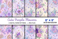 Cute Purple Flowers Pattern JPG Product Image 1