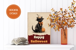 Vintage Halloween Greeting Card, Halloween Wall Art Print Product Image 2