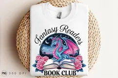 Fantasy Readers Book Club Dragon And Roses Sublimation PNG Product Image 3