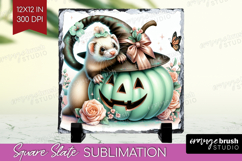 Ferret Halloween Slate PNG Coquette Square Slate Sublimation Product Image 1