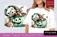 Ferret Halloween Square Tshirt Background Coquette PNG Product Image 1