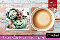 Ferret Halloween Square Coaster Coquette Coaster PNG Product Image 1