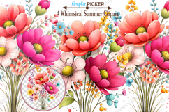 Whimsical Summer Flowers Clipart PNG, Watercolor Flower PNG Product Image 1