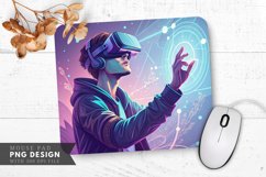 VR Gamer in Action Mouse Pad PNG Design Product Image 1