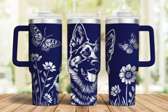40oz Tumbler laser svg|German shepherd Dog Among Flowers Product Image 2