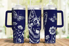 40oz Tumbler laser svg|German shepherd Dog Among Flowers Product Image 2