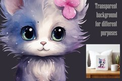 Watercolor Cute Kitten Sublimation|PNG|JPEG Product Image 2