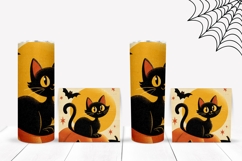 Vintage Halloween Black Cat Tumbler, Cartoon Bats Tumbler Product Image 2