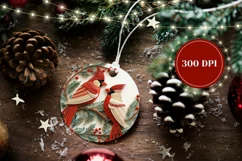 3D Christmas Round Sign, 3D Christmas Birds Ornament PNG Product Image 2