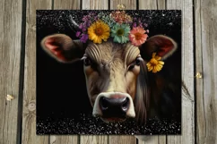 Cow & flowers | 9 Skinny tumbler Sublimation designs, JPG Product Image 2