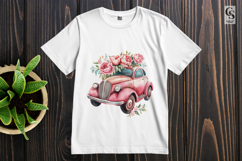 Vintage Car with Flowers Watercolor Clipart Sublimation PNG Product Image 2
