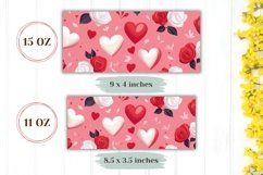 White Rose Mug Sublimation, Love Hearts Mug Wrap Product Image 2