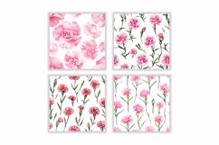 Watercolor Pink Carnation Flower Digital Paper Product Image 2