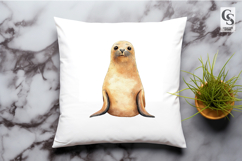 Watercolor Sea Lion Illustration Clipart Sublimation PNG Product Image 2