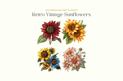 Retro Vintage Sunflowers Clipart Product Image 2
