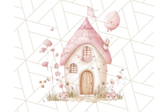 Pastel Pink Fairy Garden Clipart, Enchanted Cottagecore Png Product Image 2