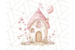 Pastel Pink Fairy Garden Clipart, Enchanted Cottagecore Png Product Image 2