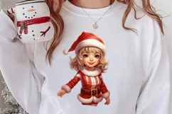 Christmas Cute Girl Sublimation Clipart, Christmas Cute Product Image 2