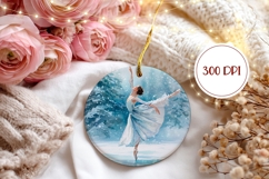 Christmas Ballerina Round Ornament, Winter Ornament Product Image 2