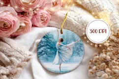 Christmas Ballerina Round Ornament, Winter Ornament Product Image 2